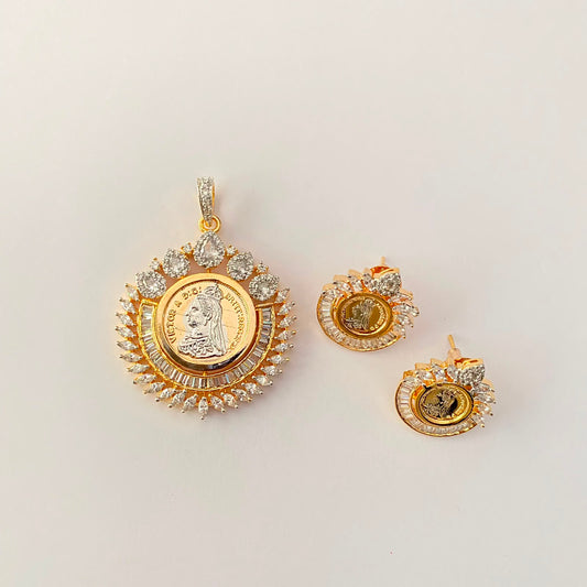 Diamond Gold Plated Gini Pendant Set