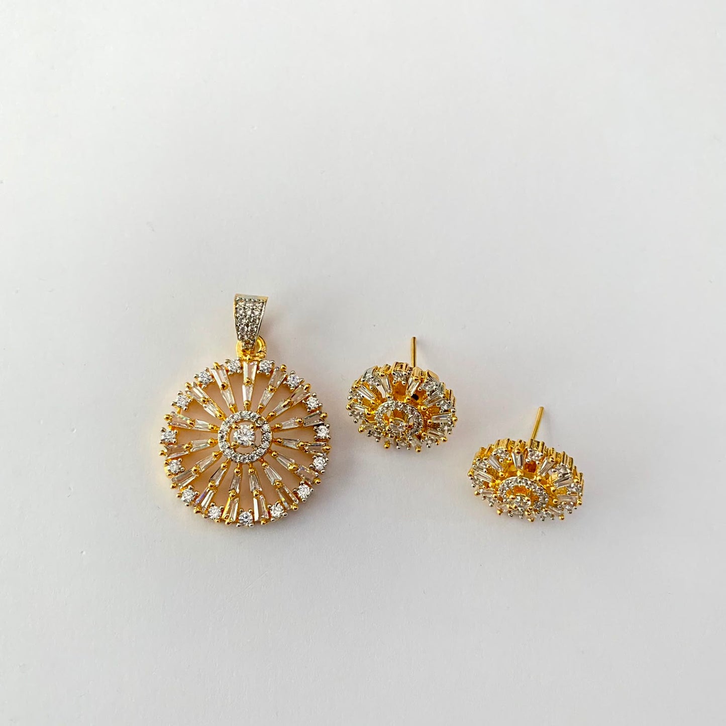 Diamond Gold Plated Pendant Set