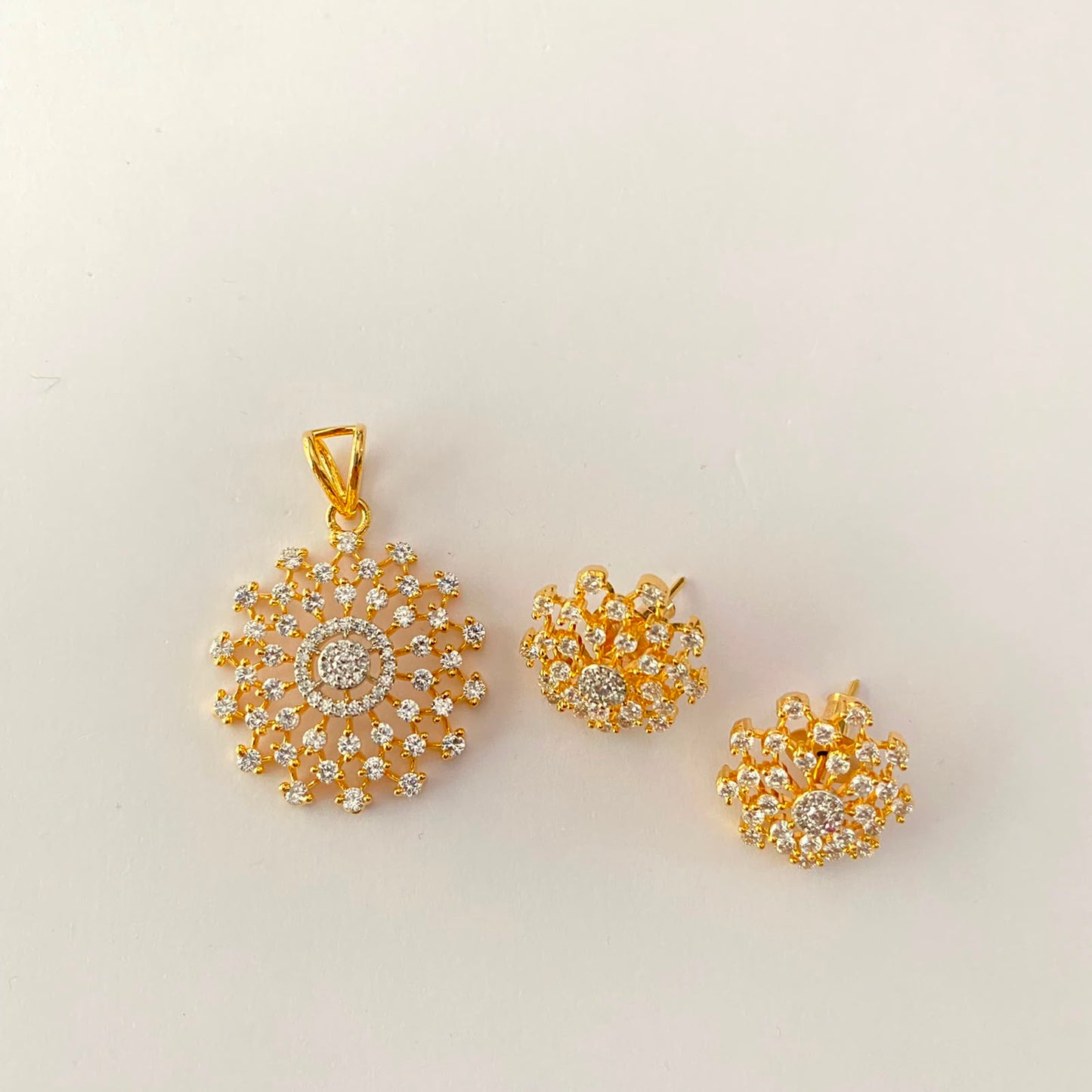 Diamond Gold Plated Pendant Set