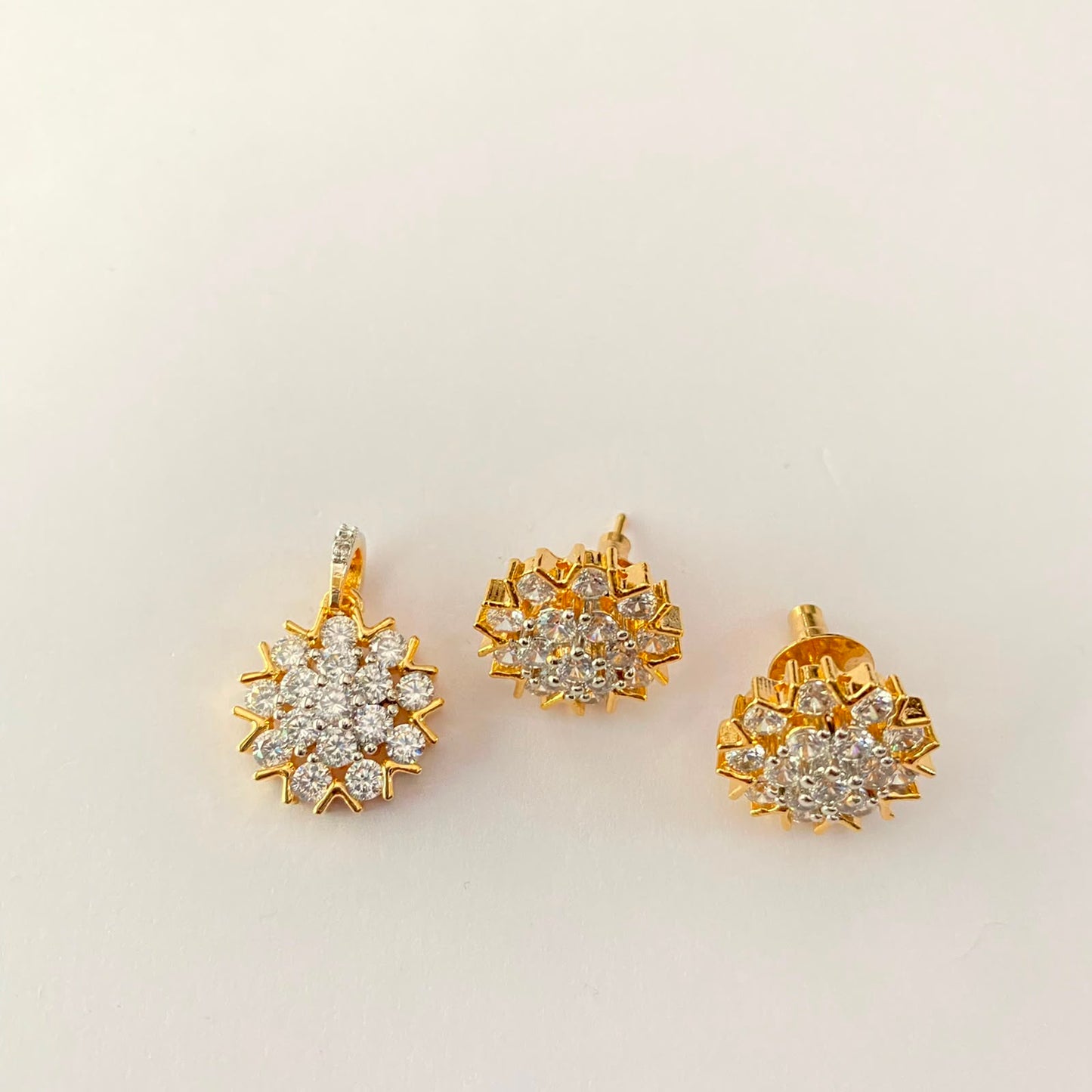 Small Diamond Gold Plated Pendant Set