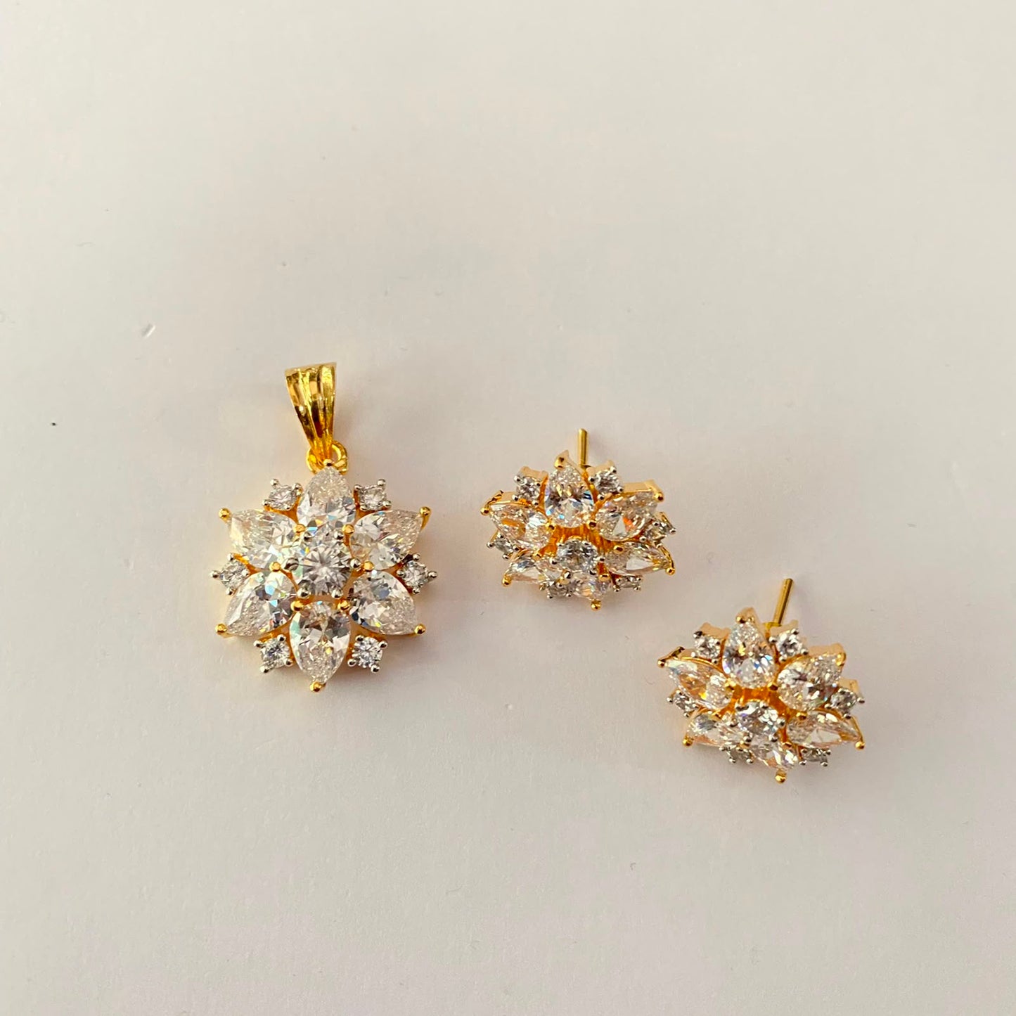 Small Diamond Gold Plated Pendant Set