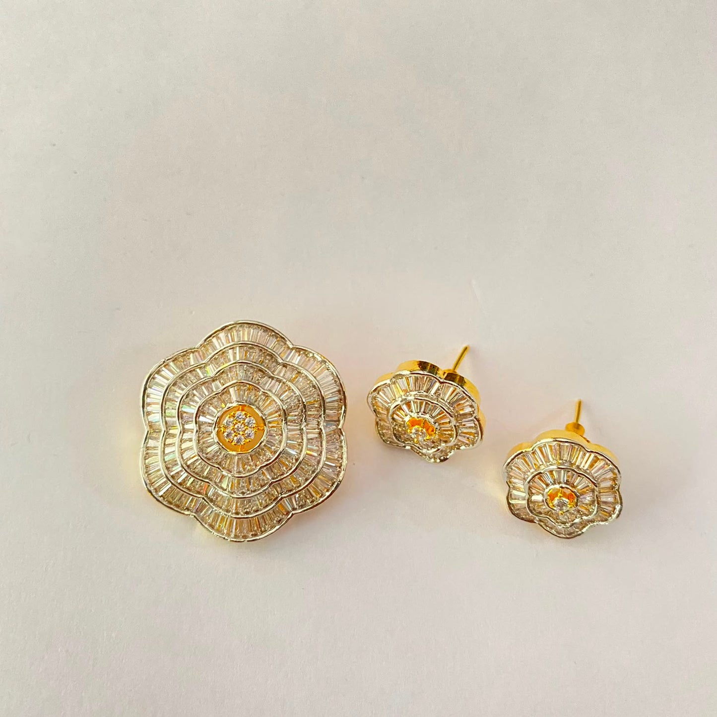 Gold Plated Diamond Pendant Set
