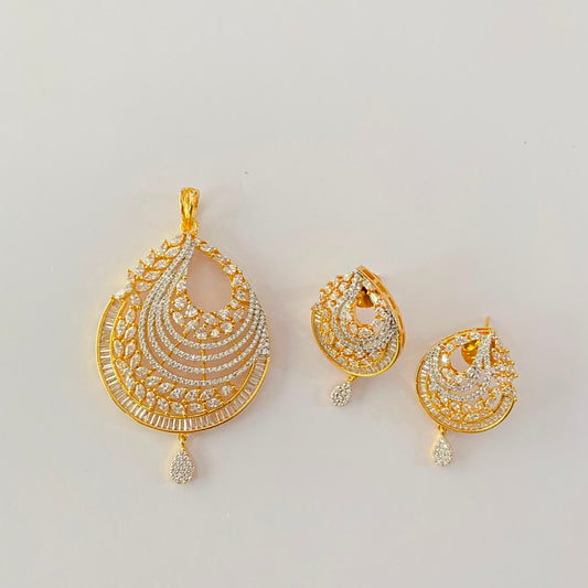 Diamond Gold Plated Pendant Set