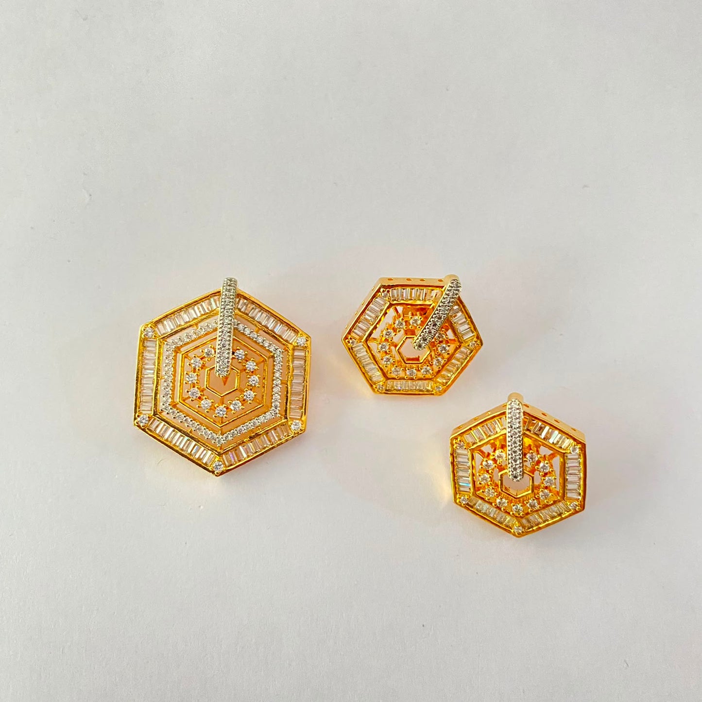 Diamond Gold Plated Pendant Set