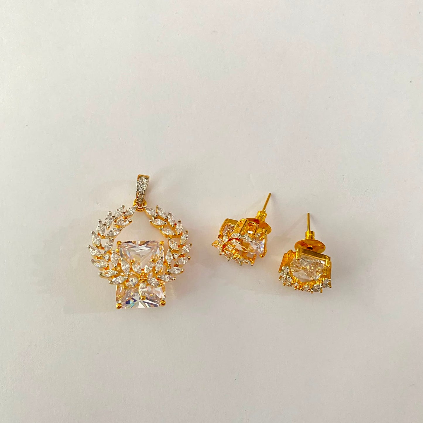 Gold Plated Diamond Pendant Set