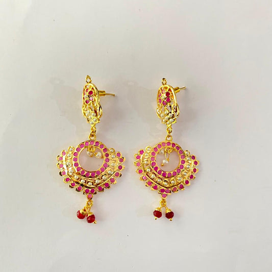Ruby Gold Plated Jadau Earring