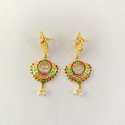 Multi Jadau Gold Plated Earring