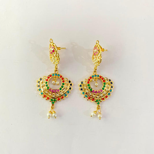 Multi Jadau Gold Plated Earring