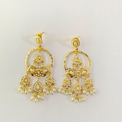 Gold Plated Pearl Jadau Earring