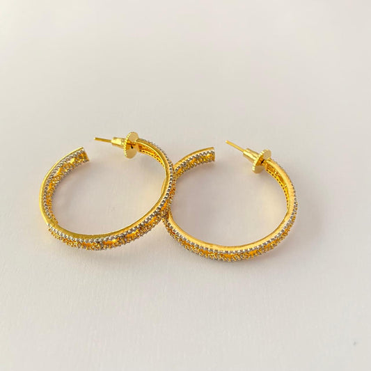 Gold Plated Diamond Hoop Bali