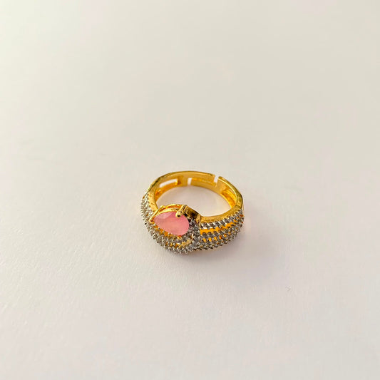 Gold Plated Pink Diamond Ring