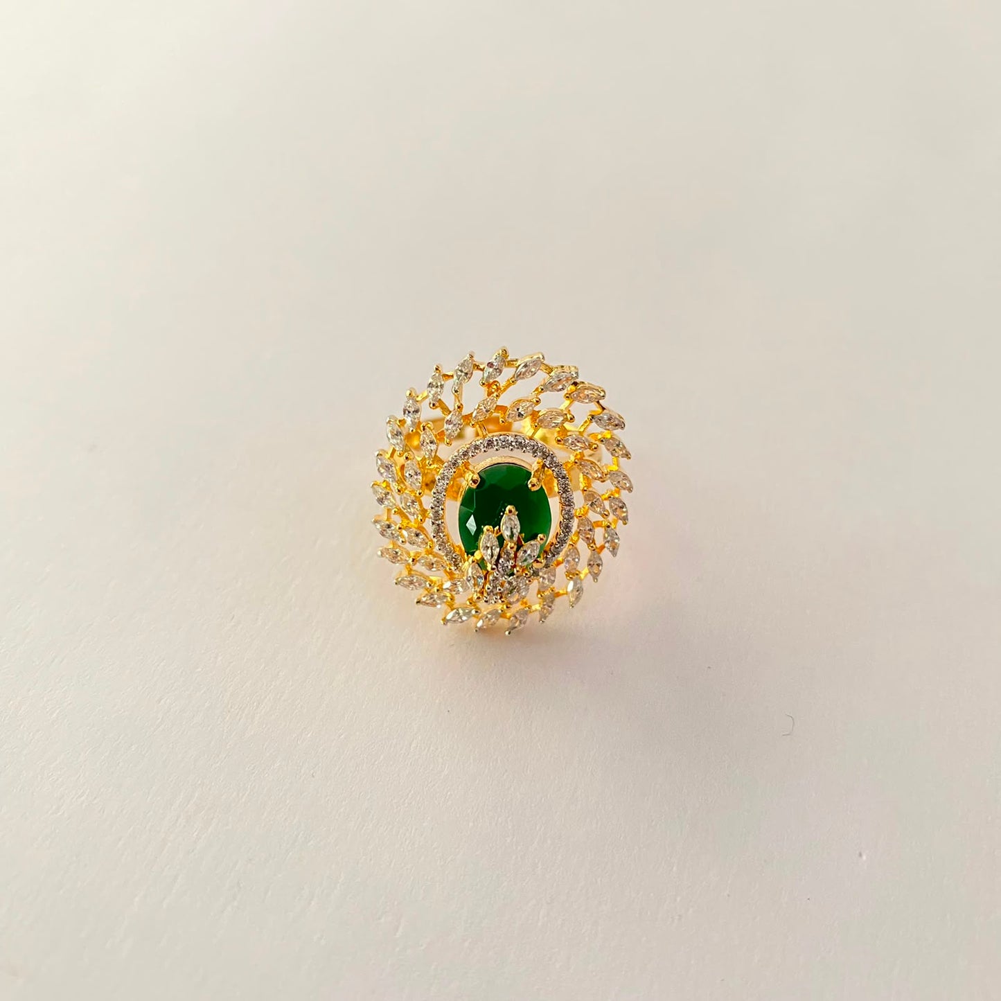 Gold Plated Green Diamond Ring