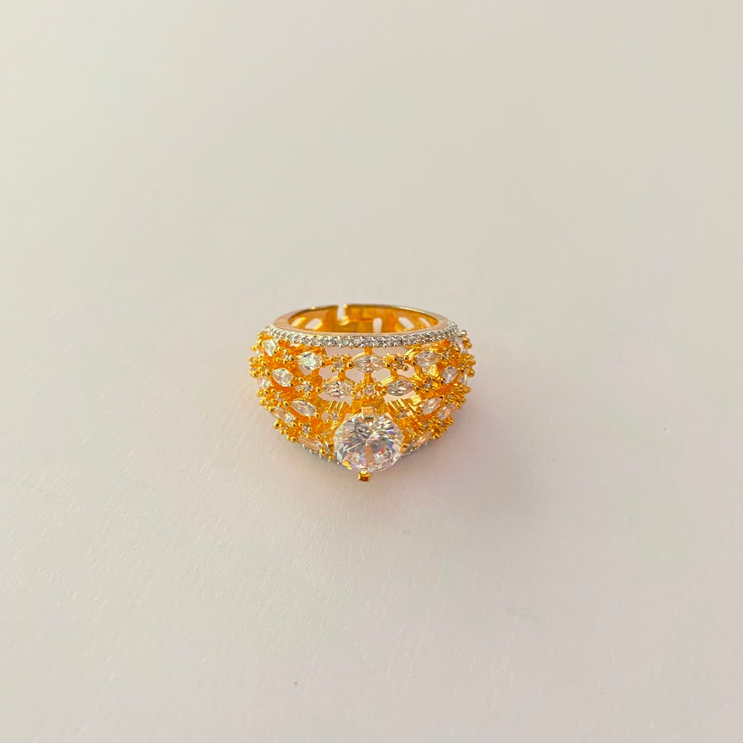 Diamond Gold Plated Big Ring