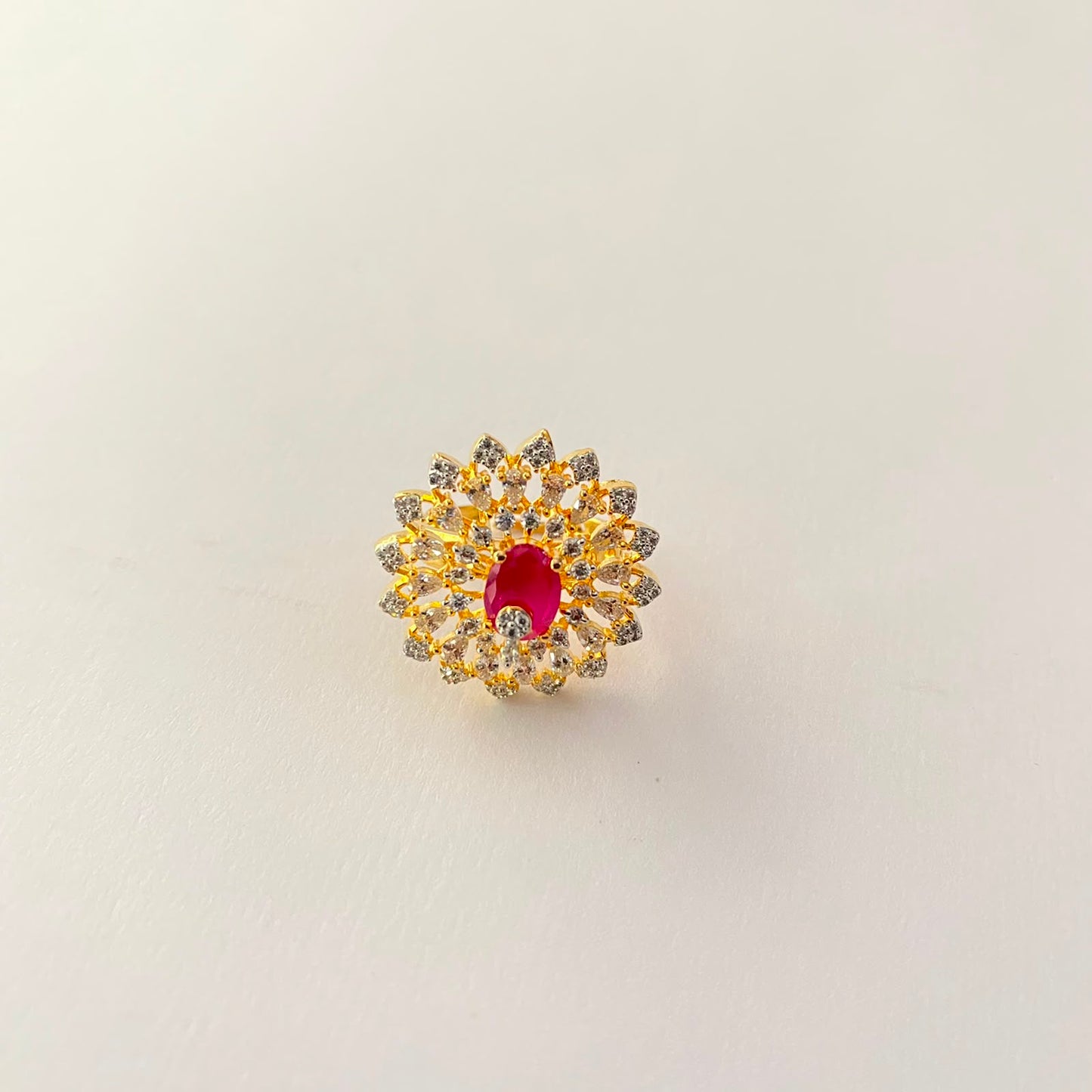 Ruby Gold Plated Diamond Ring
