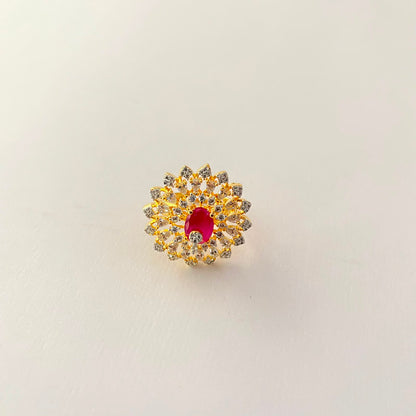 Ruby Gold Plated Diamond Ring
