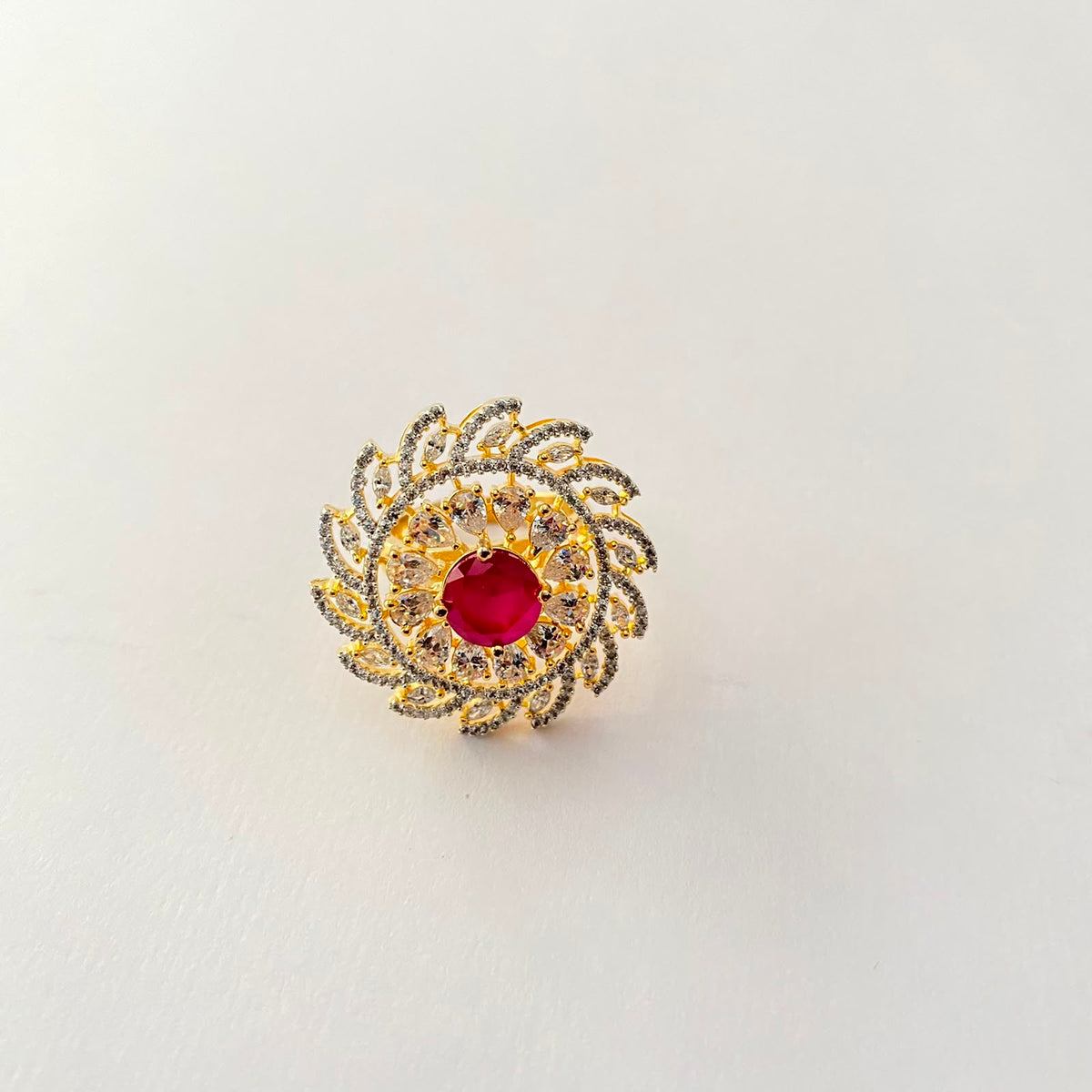 Ruby Gold Plated Diamond  Ring