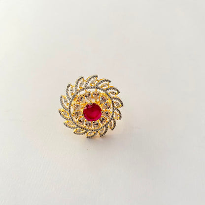 Ruby Gold Plated Diamond  Ring
