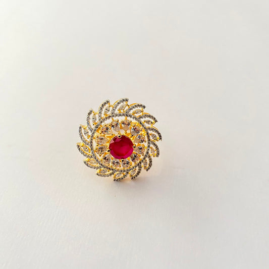 Ruby Gold Plated Diamond  Ring