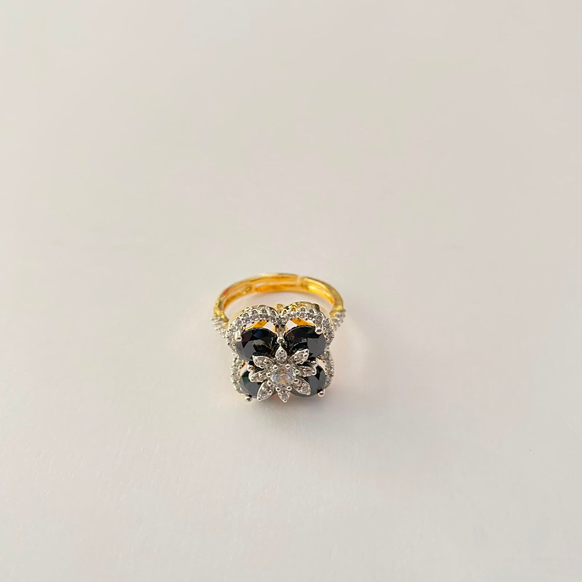 Gold Plated Black Diamond Ring