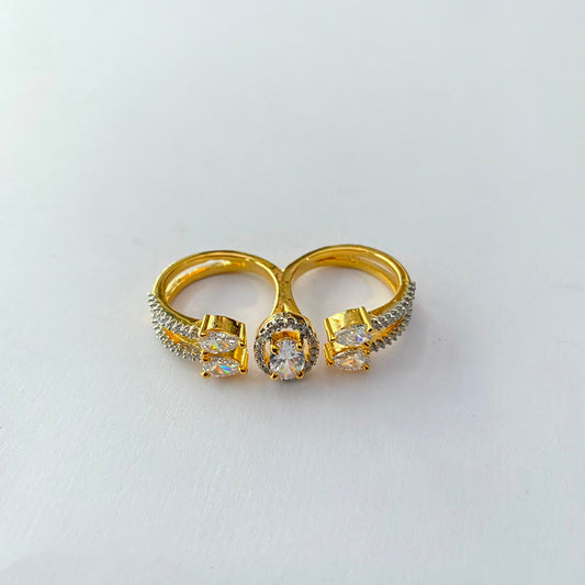 Double Finger Ring Gold Plated