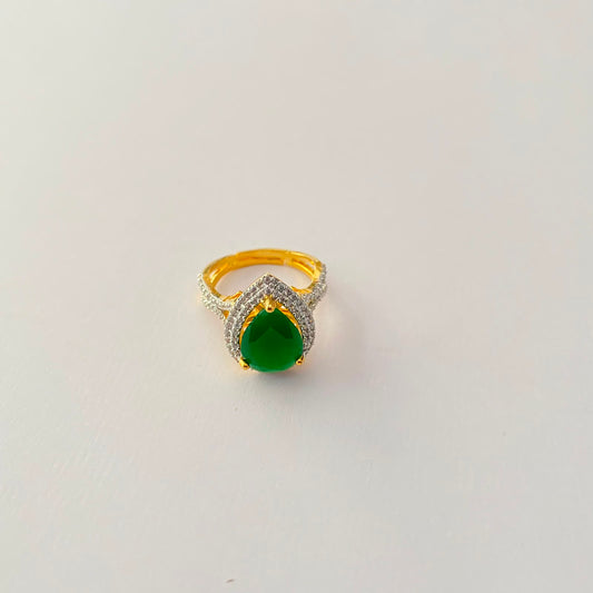 Green Diamond Gold Plated Ring