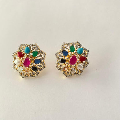 Navrattan Gold Plated Stud