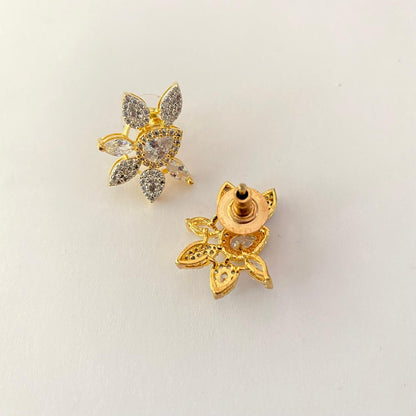 Diamond Gold Plated Floral Stud