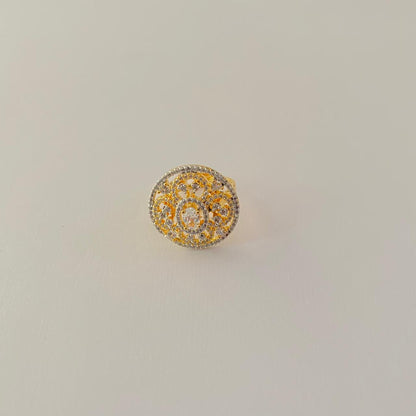 Diamond Gold Plated in Round Shape Ring