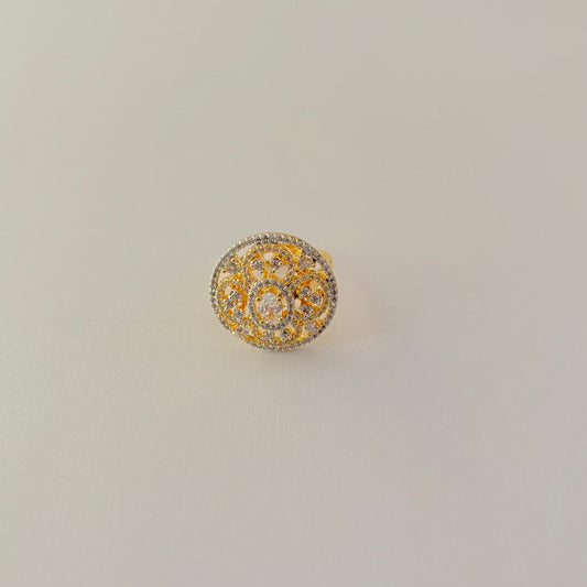 Diamond Gold Plated in Round Shape Ring