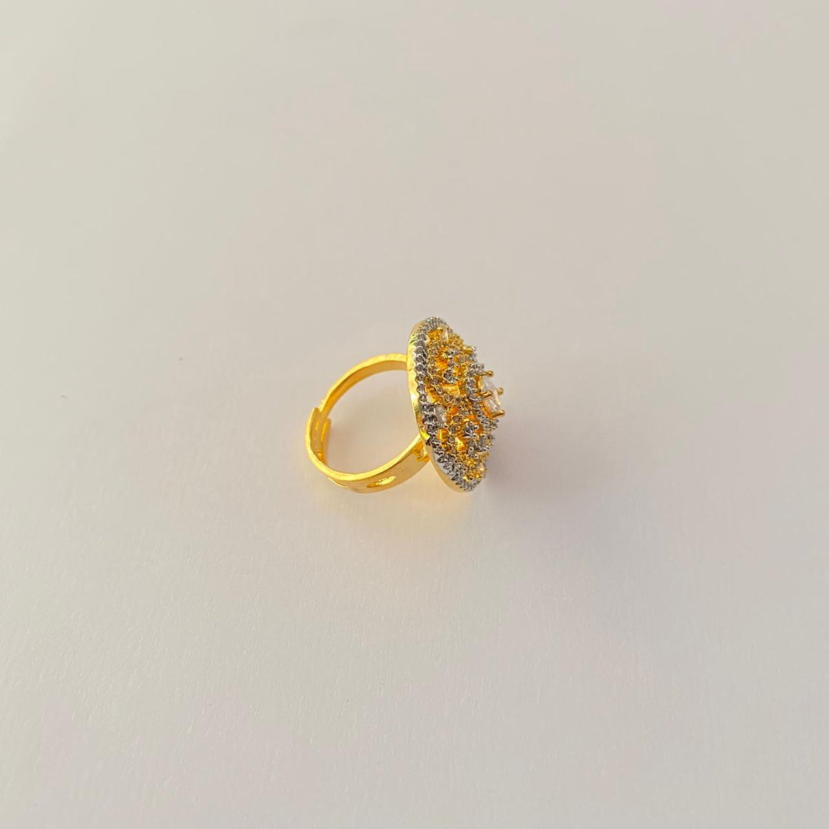 Diamond Gold Plated in Round Shape Ring