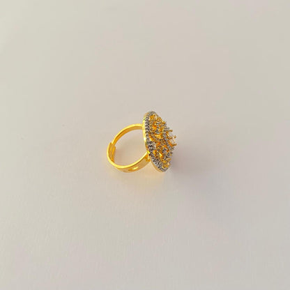 Diamond Gold Plated in Round Shape Ring
