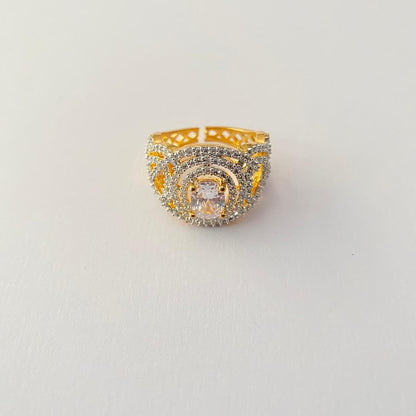 Diamond Gold Plated Central Stone Bend Ring