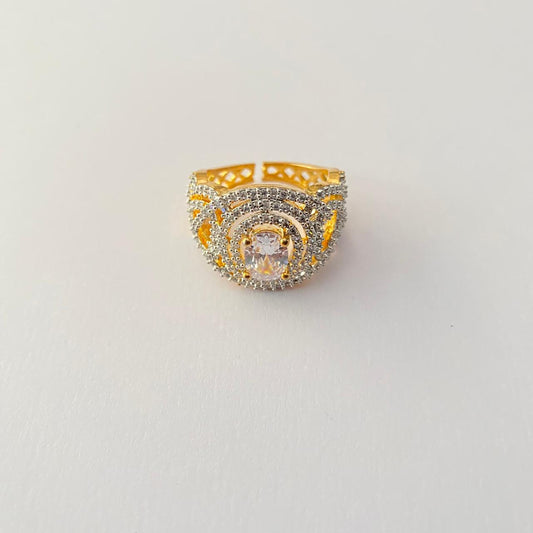 Diamond Gold Plated Central Stone Bend Ring