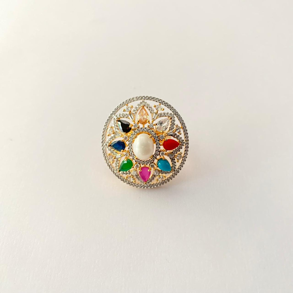 Multi Color with Center Pearl Ring