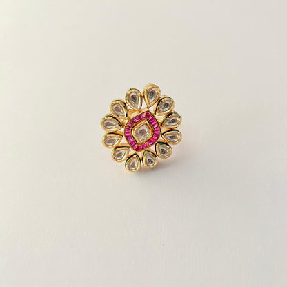 Ruby Gold Plated Big Ring