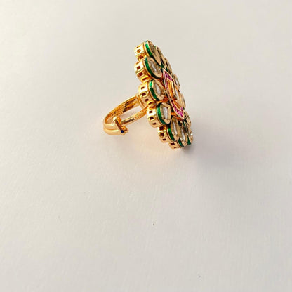 Ruby Gold Plated Big Ring