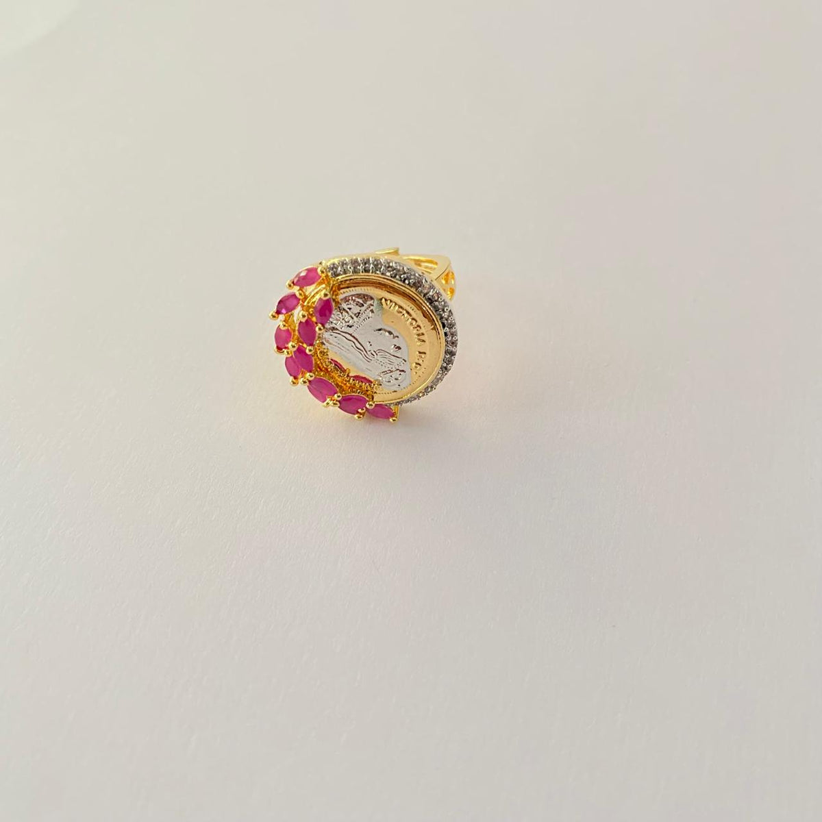 Pink Stone Gold Plated Gini Ring