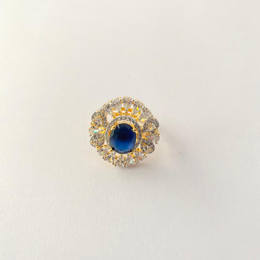 Center Blue Stone Diamond Ring