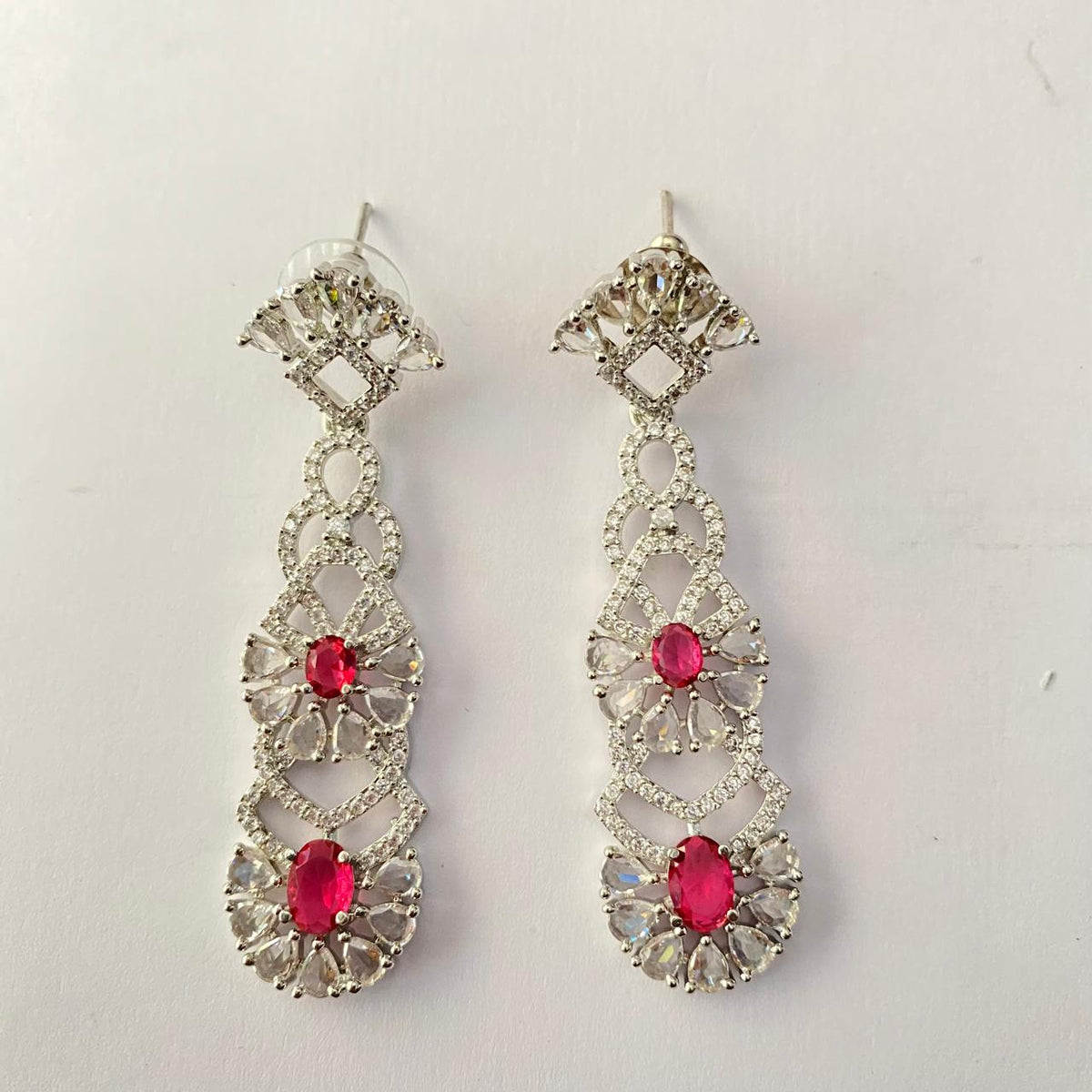 Ruby Silver Plated Earring