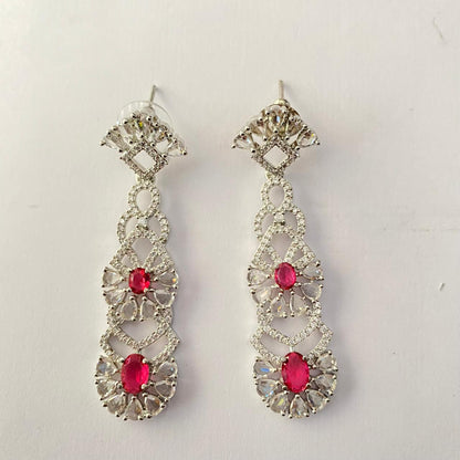 Ruby Silver Plated Earring