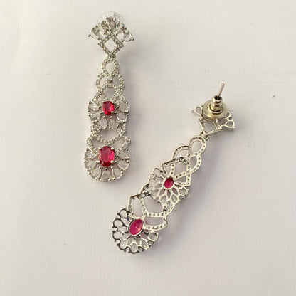 Ruby Silver Plated Earring