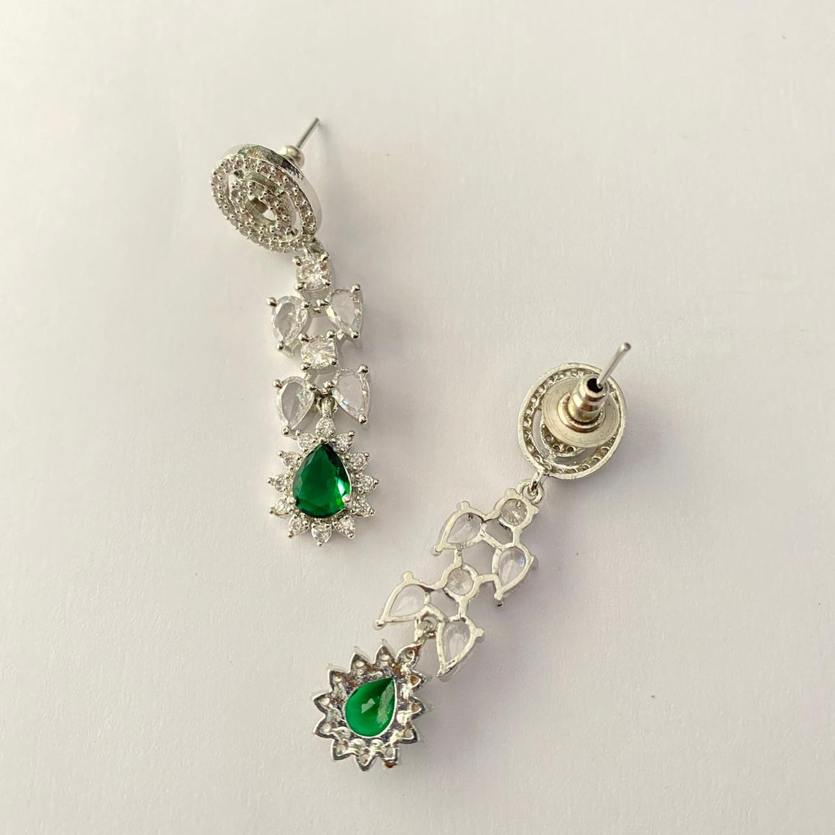 Green Stone Silver Plated Earring