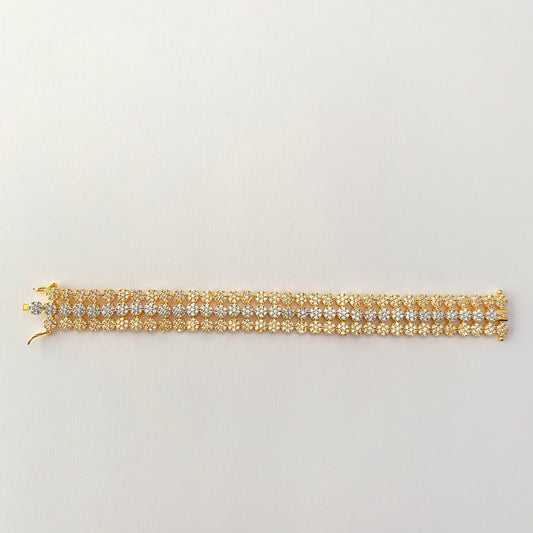 Gold & Silver Plated Diamond Bracelet (Size- 2.4/2.6)