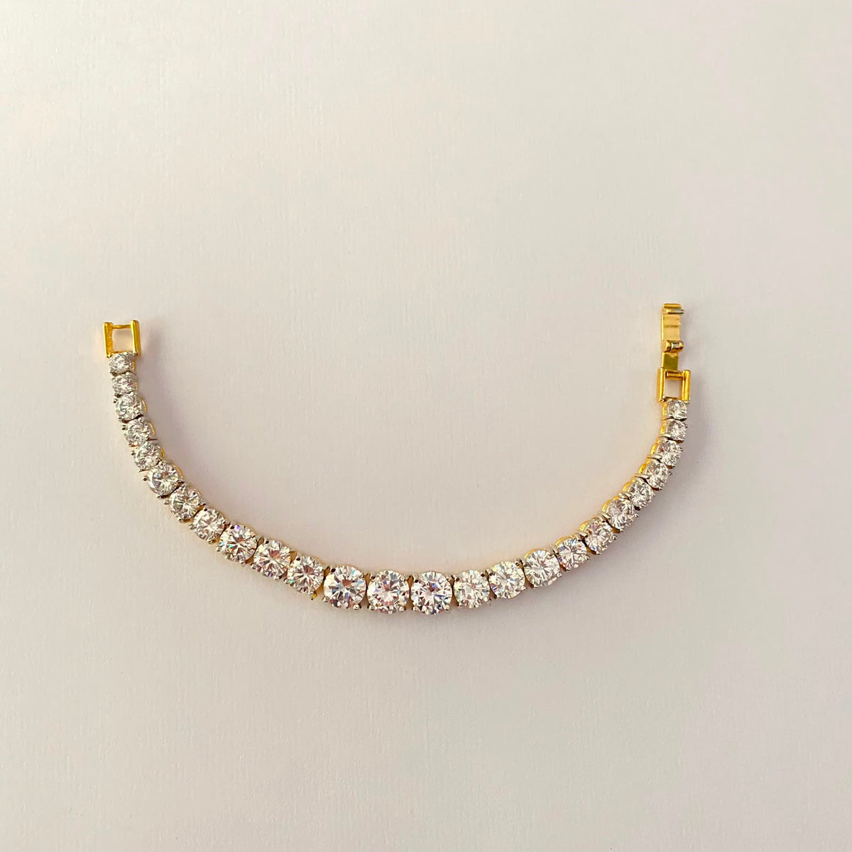 Diamond Single Stone Gold Plated Tennis Bracelet