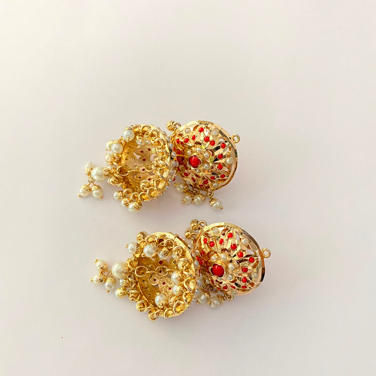 Coral Jadau Jhumka