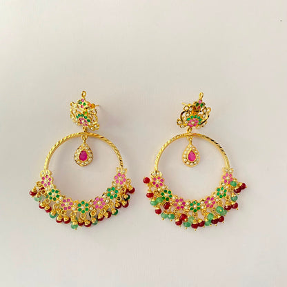 Gold Plated Jadau Chand Bali