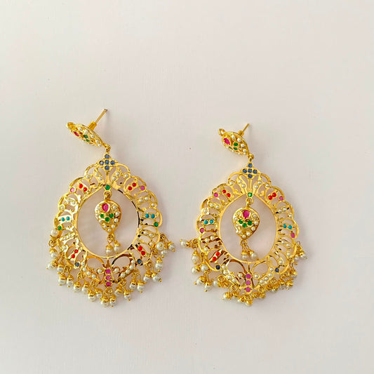 Gold Plated Multi Chand Bali Earring