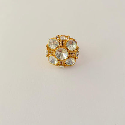 Antique Gold Plated Polki Ring
