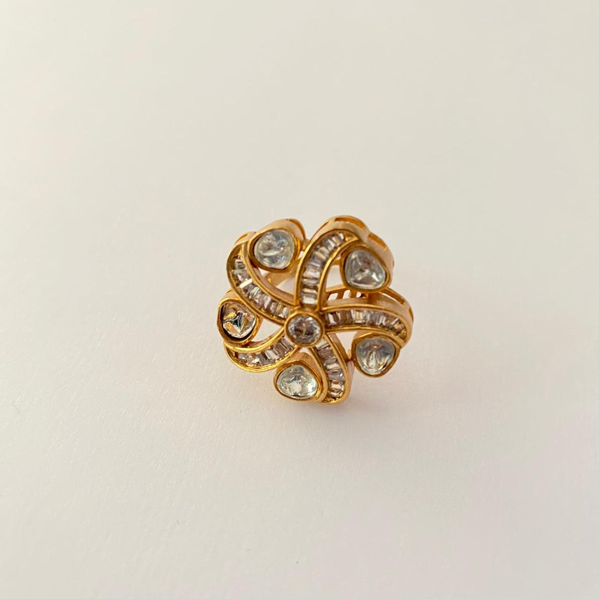 Antique Gold Plated Moissanite Ring