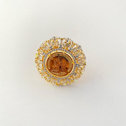 Gold Plated Diamond Big Gini Ring